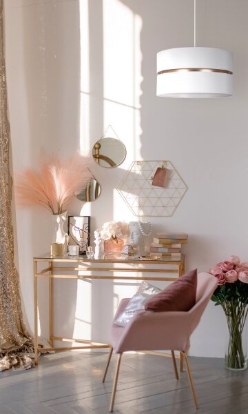 Duolla - Lampadario a sospensione con filo DUO 1xE27/15W/230V diametro 40 cm bianco/oro