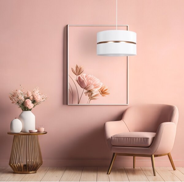 Duolla - Lampadario a sospensione con filo DUO 1xE27/15W/230V diametro 40 cm bianco/oro