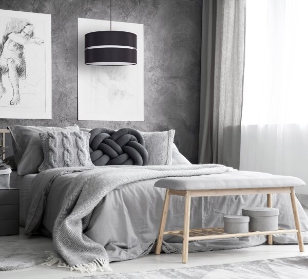 Duolla - Lampadario a sospensione con filo DUO 1xE27/15W/230V diametro 40 cm nero/bianco