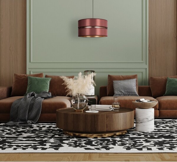 Duolla - Lampadario a sospensione con filo DUO 1xE27/15W/230V diametro 40 cm bordeaux/oro
