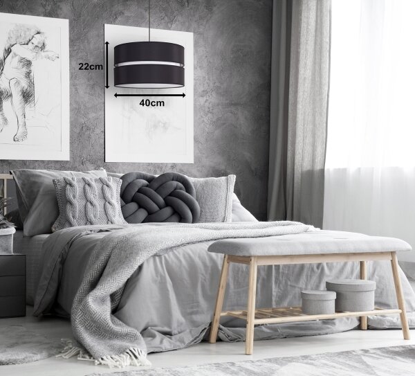 Duolla - Lampadario a sospensione con filo DUO 1xE27/15W/230V diametro 40 cm nero/bianco