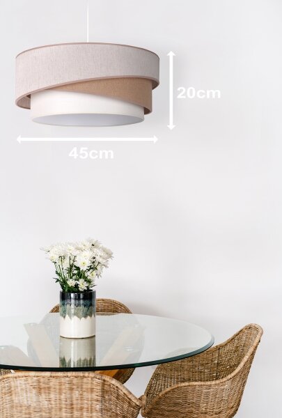 Duolla - Lampadario a sospensione con filo KOBO 1xE27/15W/230V diametro 45 cm beige/marrone/bianco