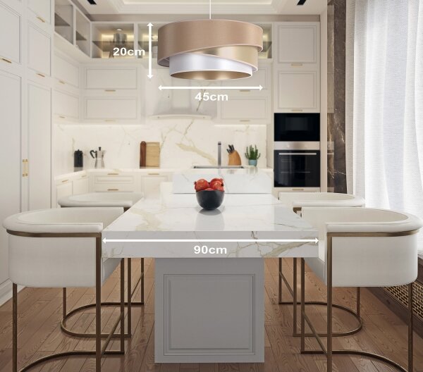 Duolla - Lampadario a sospensione con filo KOBO 1xE27/15W/230V diametro 45 cm beige/oro/bianco
