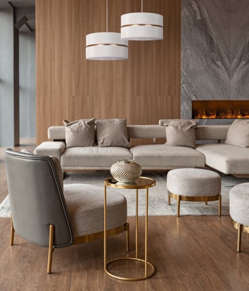 Duolla - Lampadario a sospensione con filo DUO 1xE27/15W/230V diametro 40 cm color crema/oro