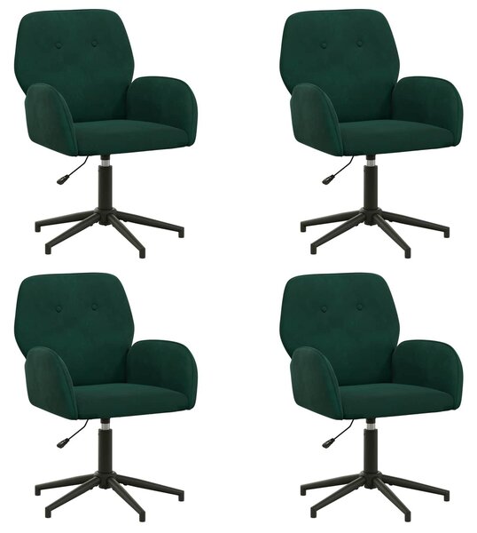 VidaXL Sedie girevoli, confezione da 4, 54 x 55 x 90 cm, verde scuro, rivestite in velluto (V)