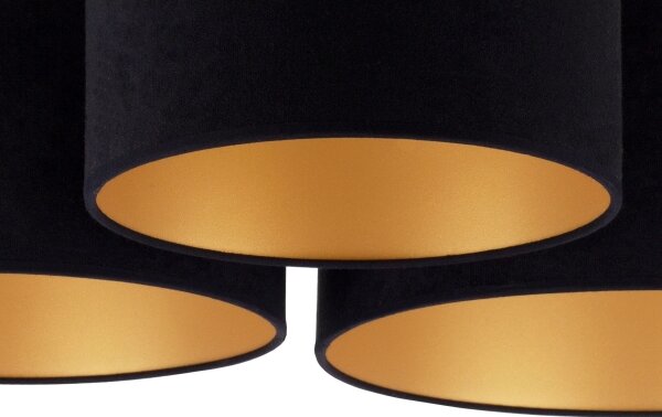 Duolla - Plafoniera ROLLER TRIO 3xE27/60W/230V nero/oro