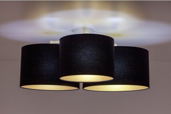 Duolla - Plafoniera ROLLER TRIO 3xE27/60W/230V nero/oro