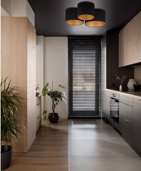 Duolla - Plafoniera ROLLER TRIO 3xE27/60W/230V nero/oro