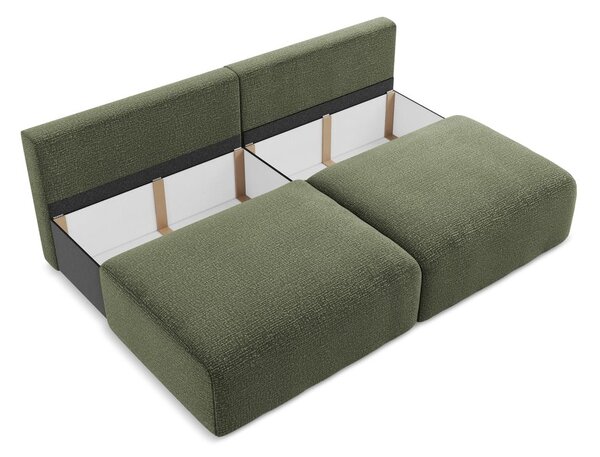 Divano verde allungabile/con contenitore 216 cm Kalena – Makamii