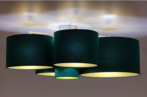 Duolla - Plafoniera ROLLER PENTO 5xE27/60W/230V verde/oro