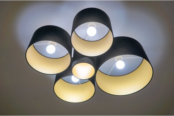 Duolla - Plafoniera ROLLER PENTO 5xE27/60W/230V nero/oro