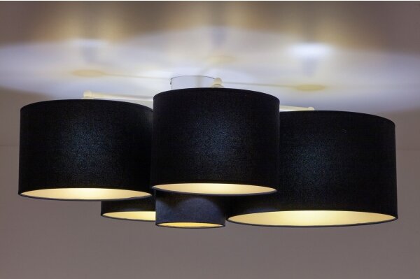 Duolla - Plafoniera ROLLER PENTO 5xE27/60W/230V nero/oro