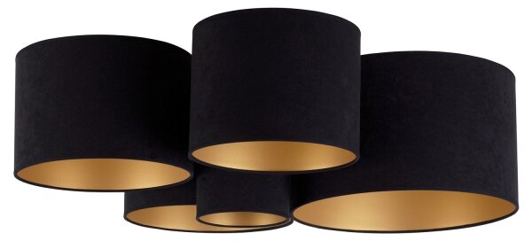 Duolla - Plafoniera ROLLER PENTO 5xE27/60W/230V nero/oro