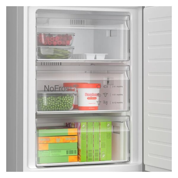 Bosch KGN367LDF Inox Look Frigorifero Combinato 186x60 NoFrost VitaFresh 0°C Inverter Display ManiglieIntegrate Serie4