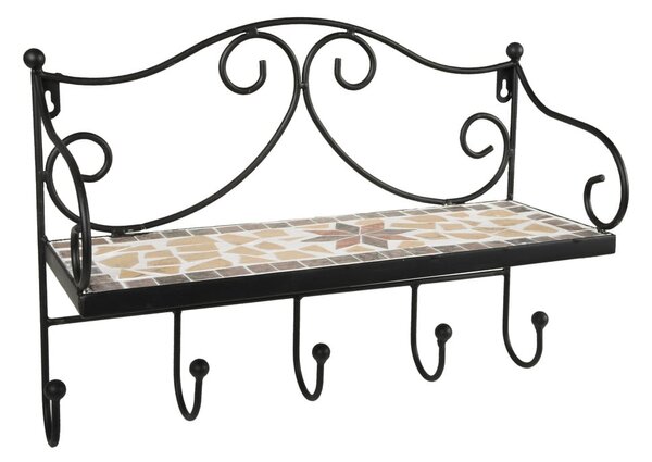 Attaccapanni da parete nero in metallo con scaffale 42 cm Almeria – Garden Pleasure