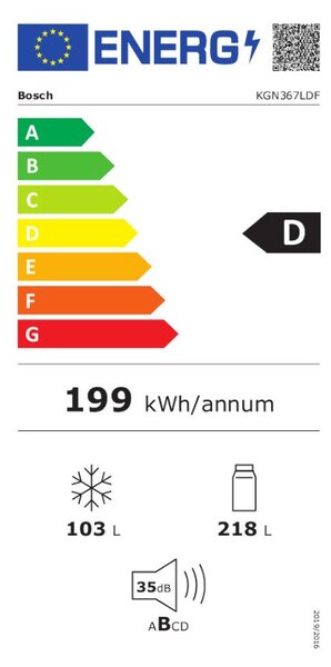Bosch KGN367LDF Inox Look Frigorifero Combinato 186x60 NoFrost VitaFresh 0°C Inverter Display ManiglieIntegrate Serie4