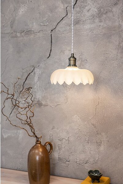 Lampadario bianco e color ottone con paralume in vetro ø 25,5 cm Kurage – Markslöjd