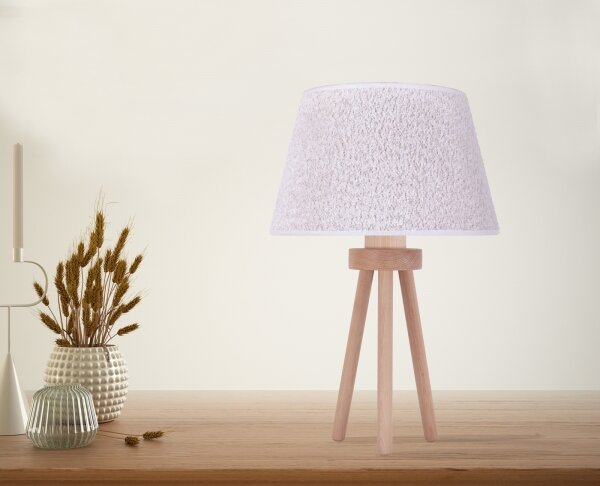 Duolla - Lampada da tavolo BOUCLE 1xE27/15W/230V diametro 28 cm bianco/legno