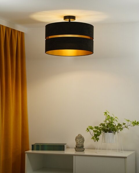 Duolla - Lampadario a plafone DUO 1xE27/15W/230V diametro 40 cm nero/oro