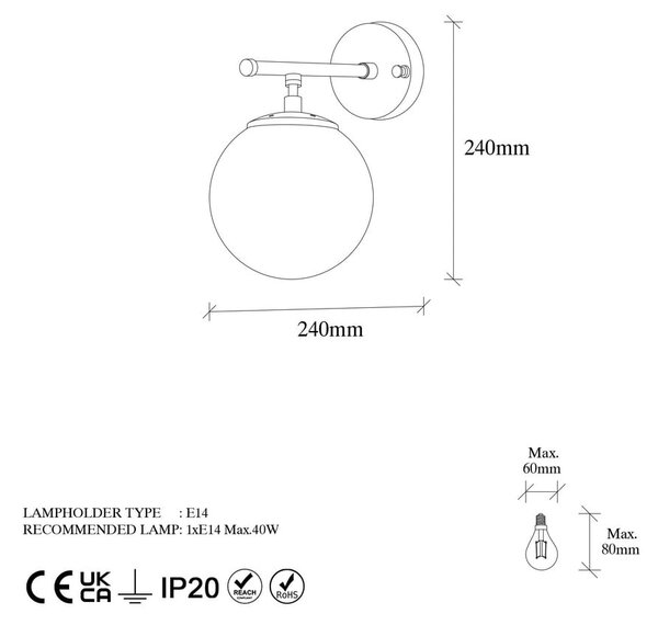 Lampada da parete bianca/color ottone Roe – Opviq lights