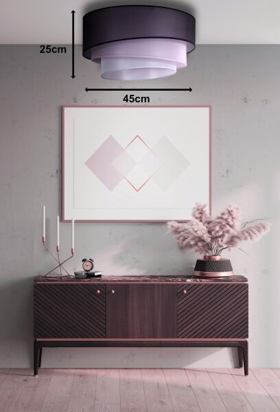 Duolla - Plafoniera TRIO 1xE27/15W/230V diametro 45 cm nero/rosa/argento