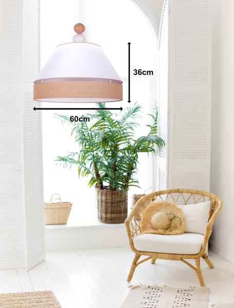 Duolla - Lampadario a sospensione con filo AVIGNON 1xE27/15W/230V diametro 60 cm bianco/marrone