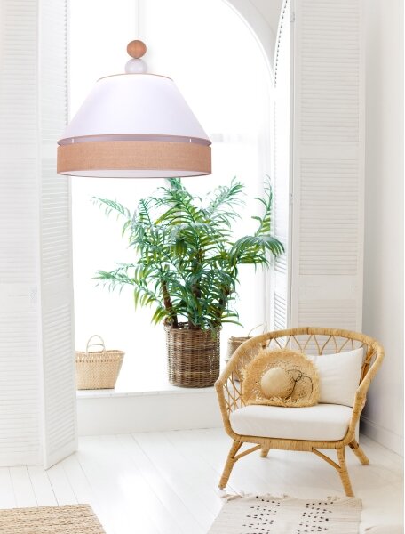 Duolla - Lampadario a sospensione con filo AVIGNON 1xE27/15W/230V diametro 60 cm bianco/marrone