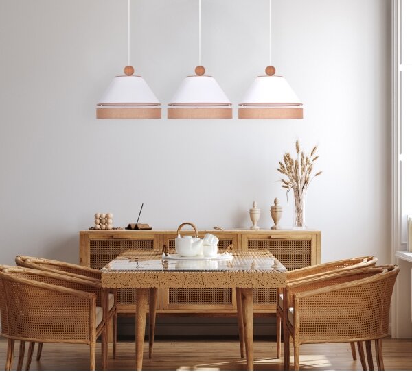 Duolla - Lampadario a sospensione con filo AVIGNON 3xE27/15W/230V bianco/marrone