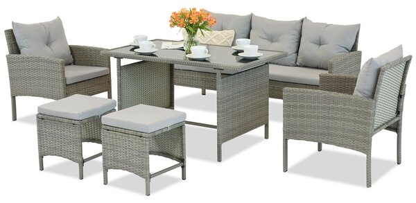 Mobili da giardino in tecnorattan con pouf Bari Garden Point grigio