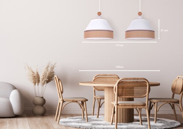 Duolla - Lampadario a sospensione con filo AVIGNON 2xE27/15W/230V bianco/marrone