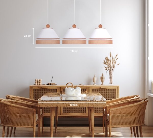 Duolla - Lampadario a sospensione con filo AVIGNON 3xE27/15W/230V bianco/marrone