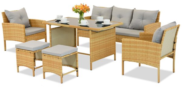 Set in tecnorattan con pouf Bari Garden Point beige