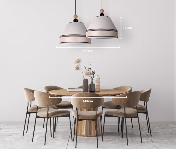 Duolla - Lampadario a sospensione con filo AVIGNON 2xE27/15W/230V beige
