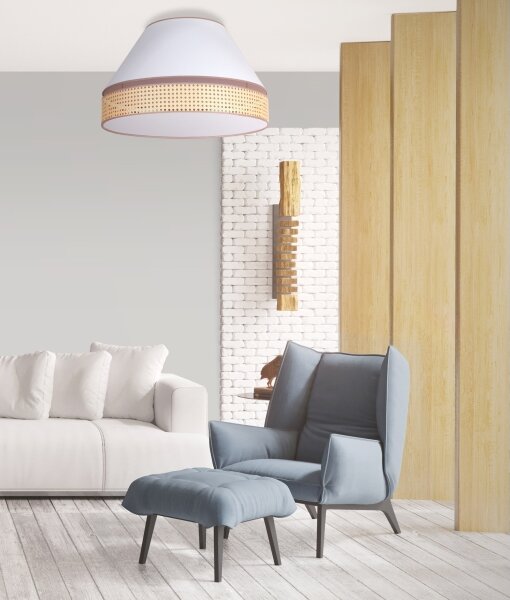 Duolla - Plafoniera AVIGNON 3xE27/15W/230V diametro 60 cm bianco/rattan