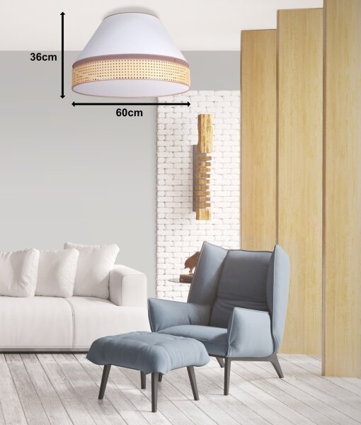 Duolla - Plafoniera AVIGNON 3xE27/15W/230V diametro 60 cm bianco/rattan