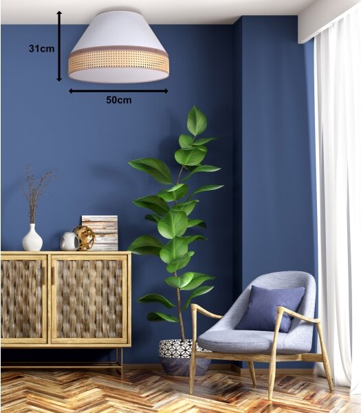 Duolla - Plafoniera AVIGNON 1xE27/15W/230V diametro 50 cm bianco/rattan