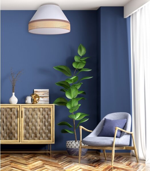 Duolla - Plafoniera AVIGNON 1xE27/15W/230V diametro 50 cm bianco/rattan