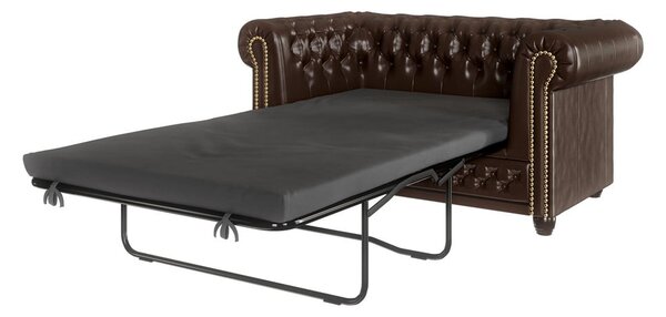 Divano letto marrone scuro in similpelle 148 cm York - Ropez