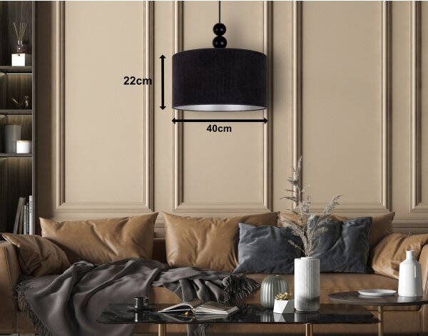 Duolla - Lampadario a sospensione con filo LYON 1xE27/15W/230V diametro 40 cm nero
