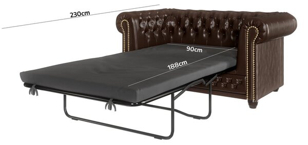 Divano letto marrone scuro in similpelle 148 cm York - Ropez
