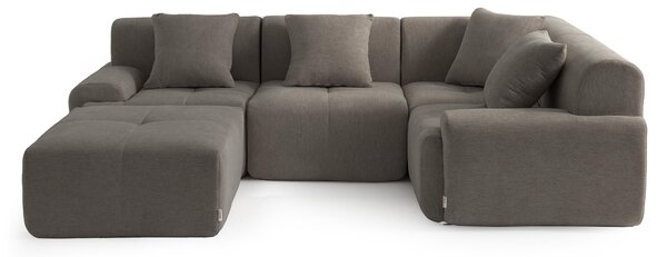 DIVANO ANGOLARE MODULARE MILYSOFA SOFAMOUS, 4 posti, con chaise longue, rivestito in tessuto tipo chenille, colore grigio antracite