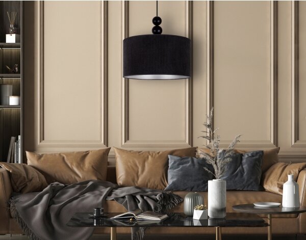 Duolla - Lampadario a sospensione con filo LYON 1xE27/15W/230V diametro 40 cm nero