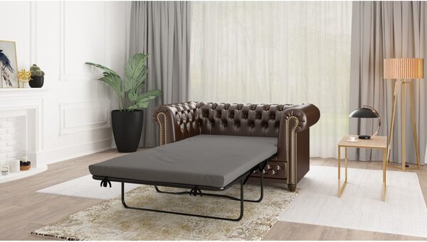 Divano letto marrone scuro in similpelle 148 cm York - Ropez