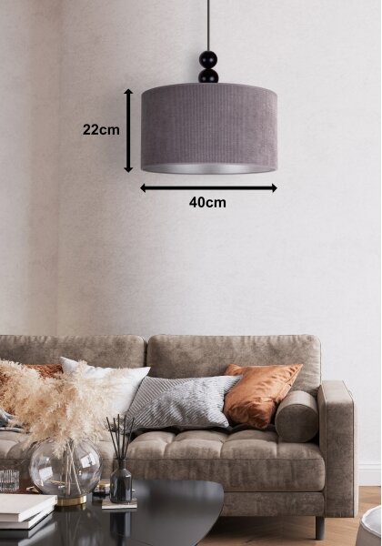 Duolla - Lampadario a sospensione con filo LYON 1xE27/15W/230V diametro 40 cm grigio