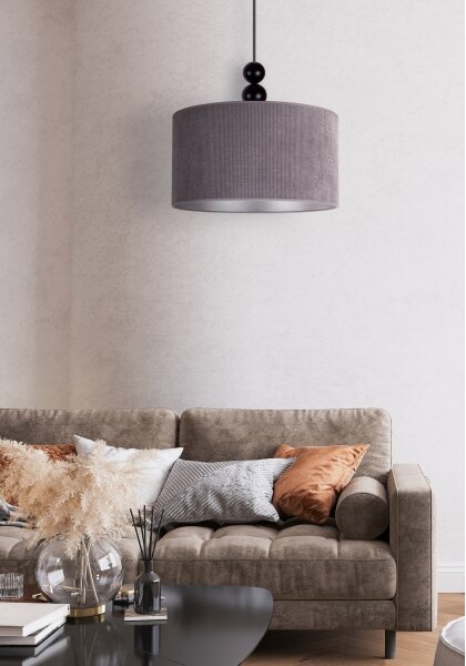 Duolla - Lampadario a sospensione con filo LYON 1xE27/15W/230V diametro 40 cm grigio