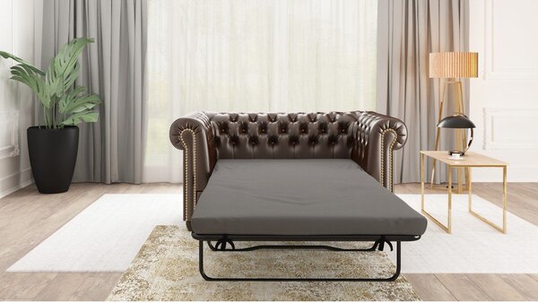Divano letto marrone scuro in similpelle 148 cm York - Ropez