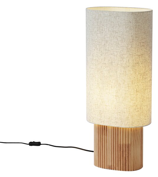 Lampada da terra Japandi in legno con paralume in lino 70 cm - Lamel