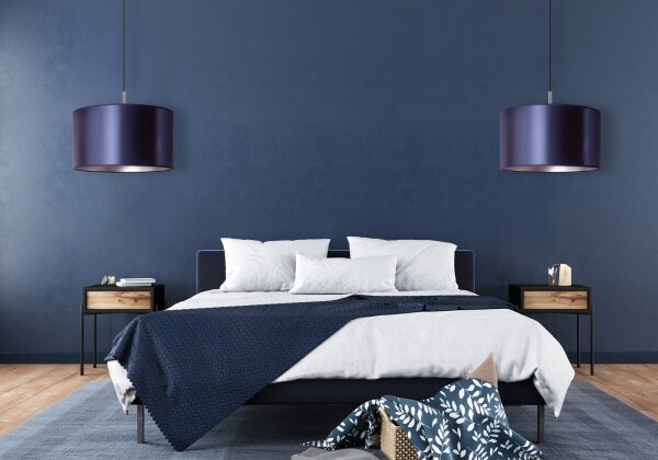 Duolla - Lampadario a sospensione con filo CANNES 1xE27/15W/230V diametro 50 cm blu/argento