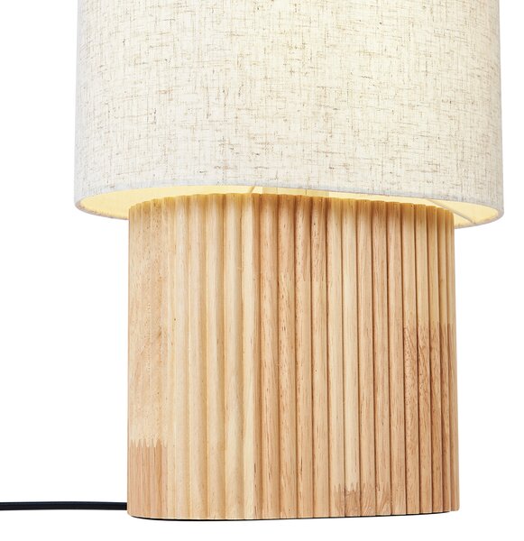 Lampada da terra Japandi in legno con paralume in lino 70 cm - Lamel