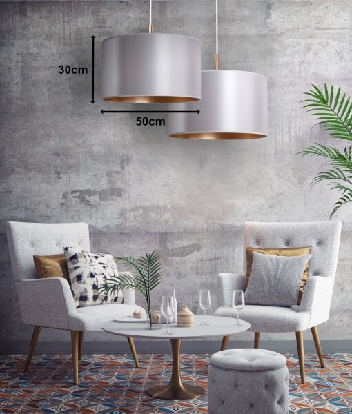 Duolla - Lampadario a sospensione con filo CANNES 1xE27/15W/230V diametro 50 cm argento/rame